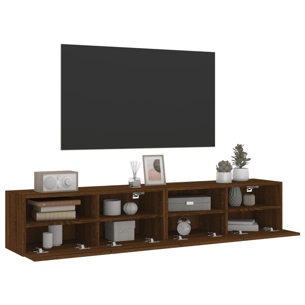 vidaXL Mobili TV Muro 2 pz Rovere Marrone 80x30x30cm Legno Multistrato