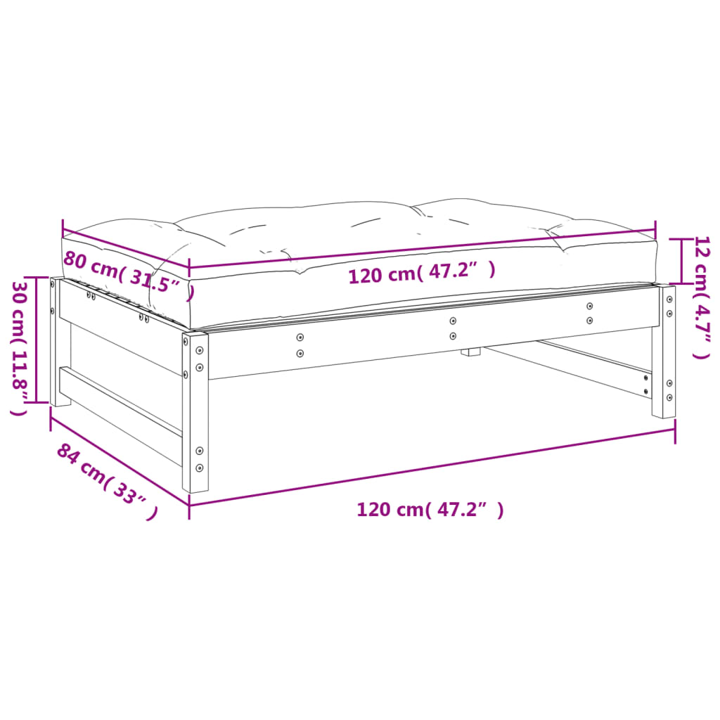 vidaXL Poggiapiedi da Giardino 120x80 cm in Legno Massello di Douglas