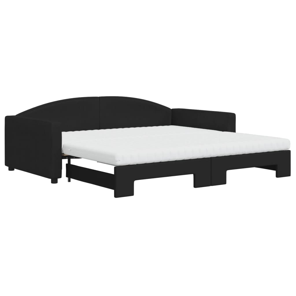 vidaXL Divano Letto Estraibile con Materassi Nero 100x200 cm Tessuto