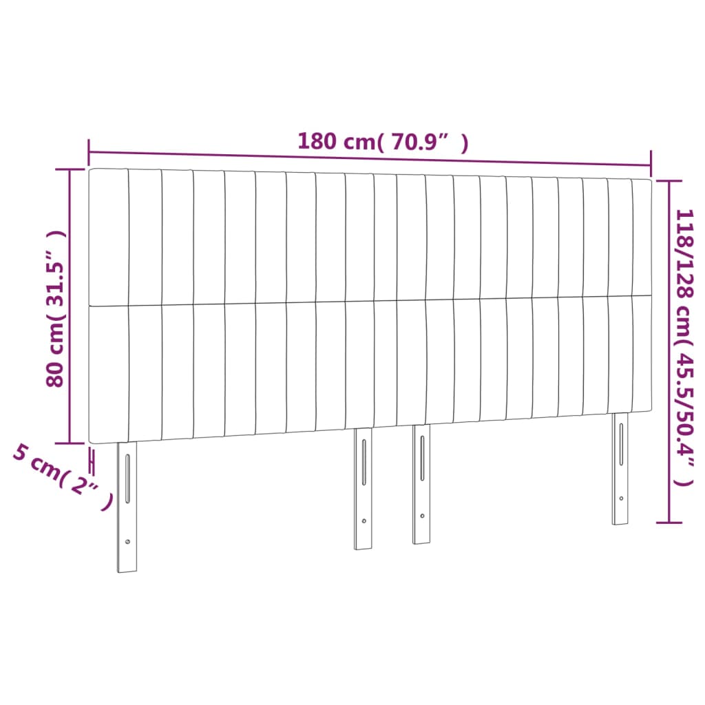 vidaXL Testiera a LED Grigio Chiaro 180x5x118/128 cm in Velluto