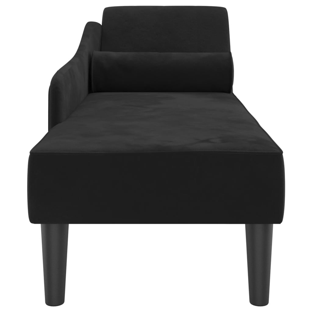 vidaXL Chaise Lounge con Cuscini Nero in Velluto