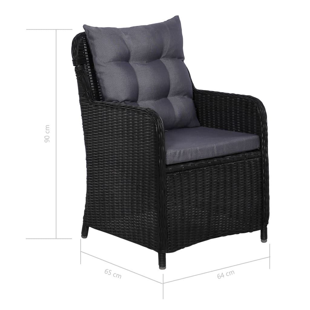 vidaXL Set da Pranzo da Giardino 9 pz in Polyrattan Nero