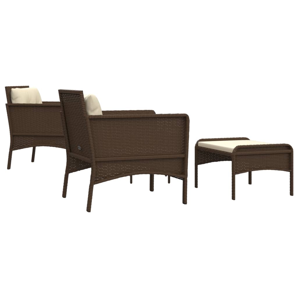 vidaXL Set Divani da Giardino 5 pz con Cuscini Marrone in Polyrattan