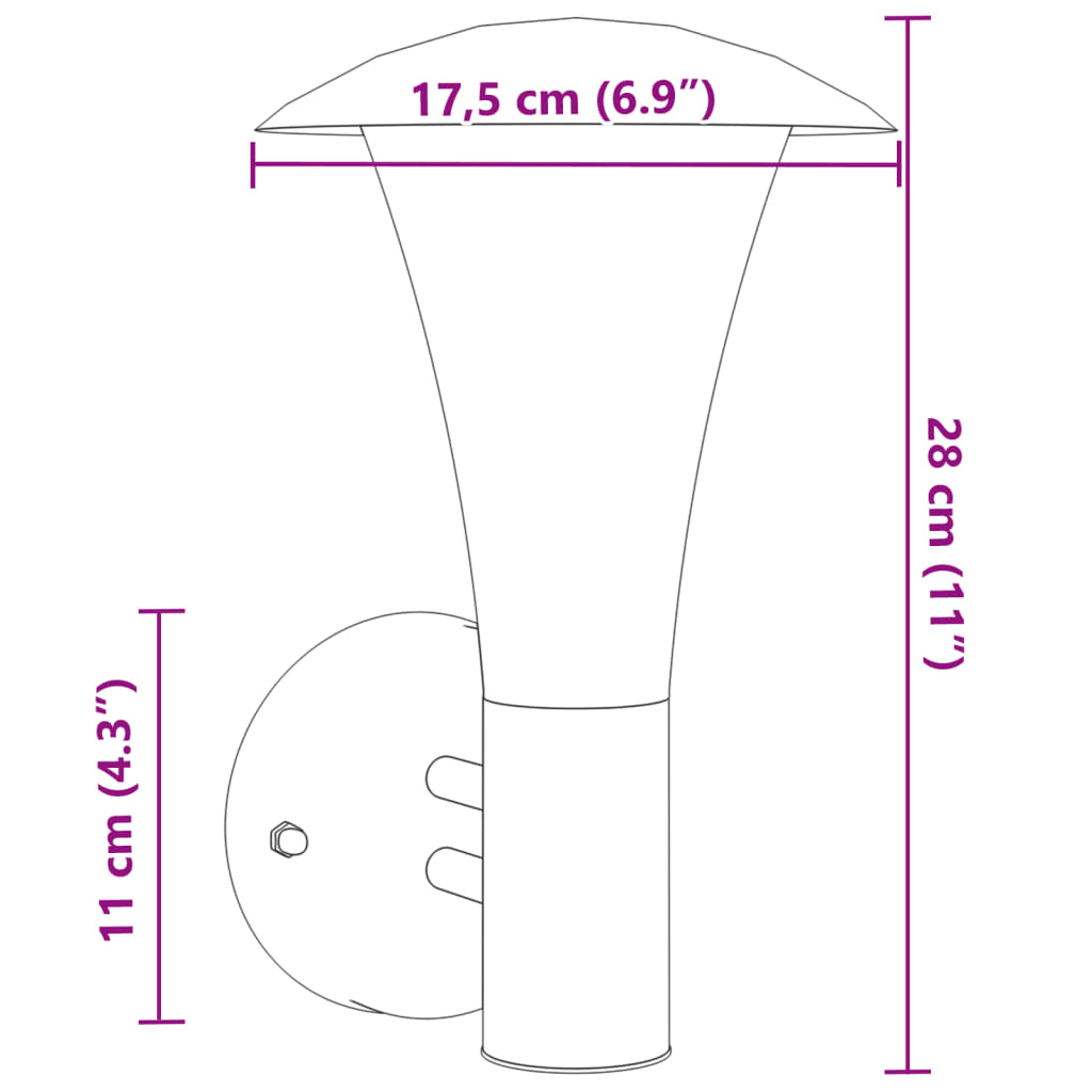 vidaXL Applique da Esterno Argento in Acciaio Inossidabile