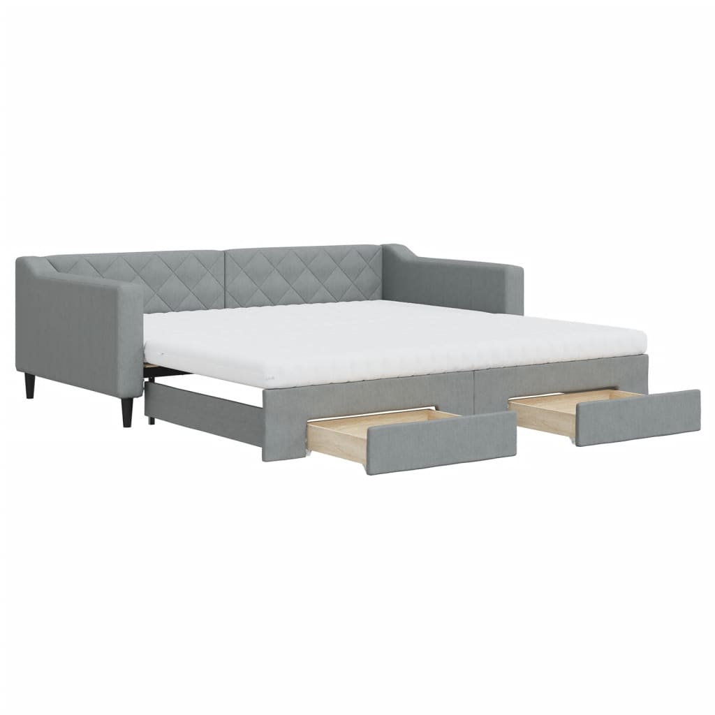 vidaXL Divano Letto Estraibile Cassetti Grigio Chiaro 100x200 Tessuto