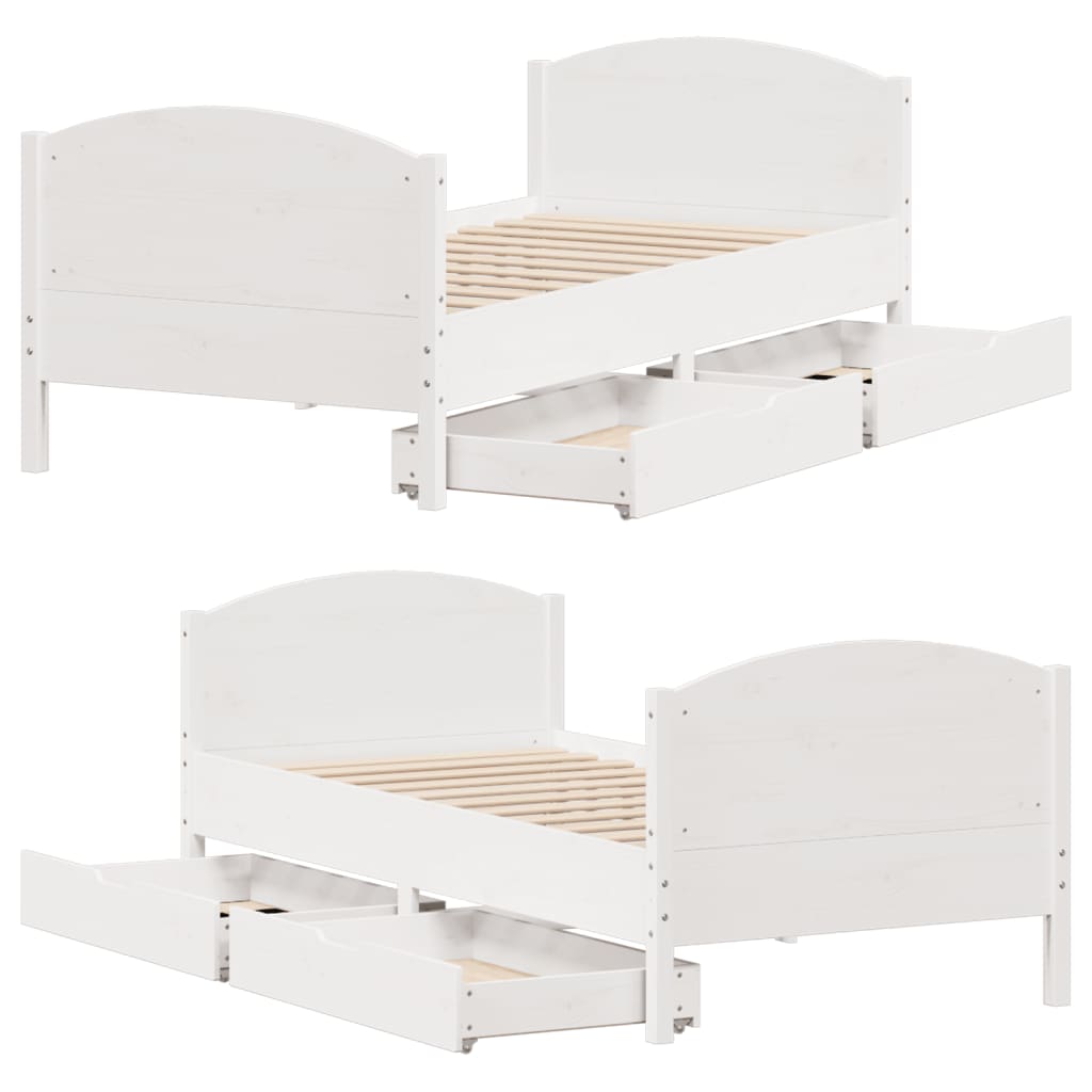 vidaXL Letto senza Materasso Bianco 90x200 cm Legno Massello di Pino