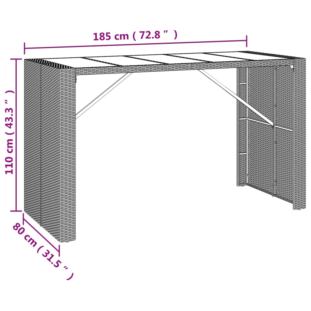 vidaXL Set Bar da Giardino 7 pz con Cuscini in Polyrattan Grigio