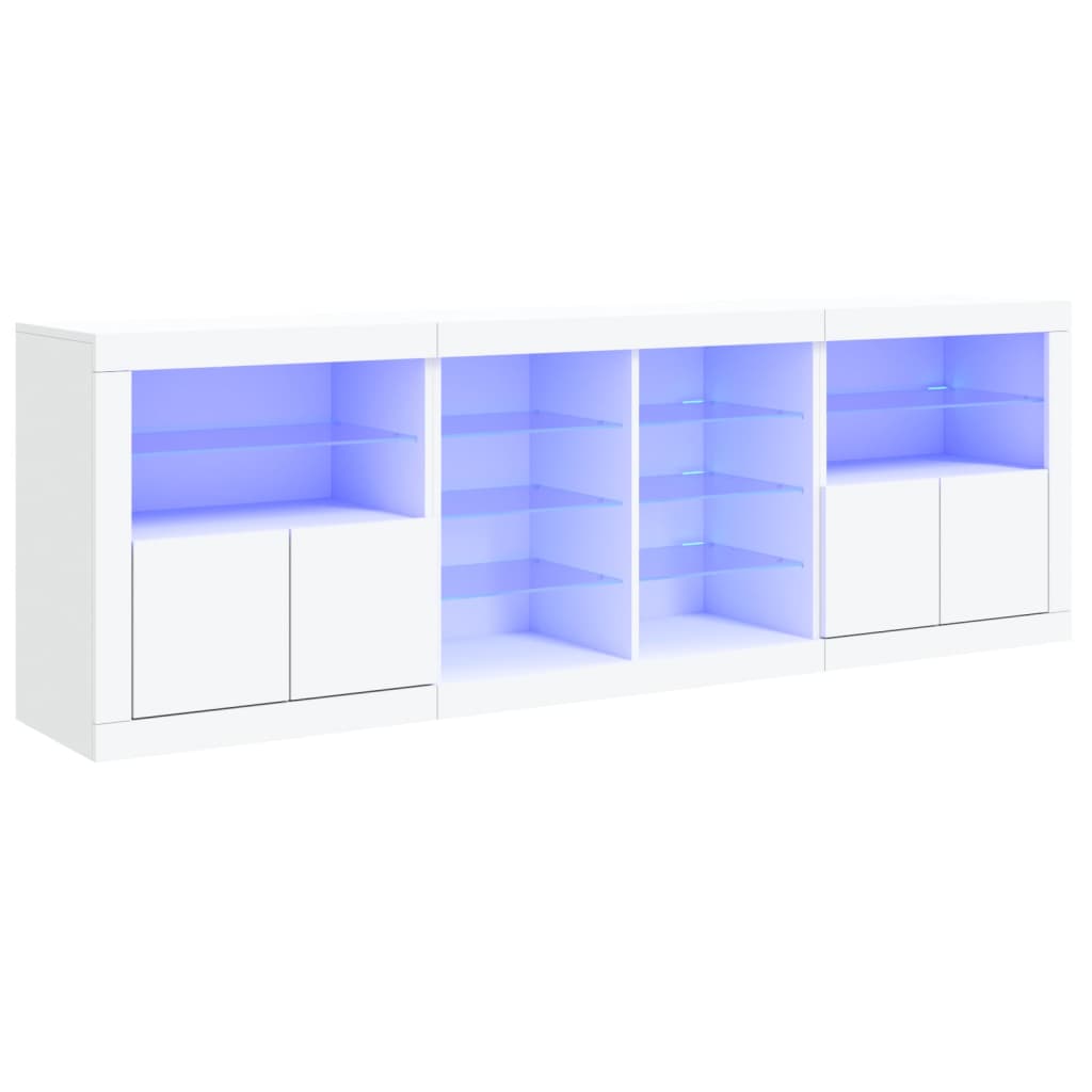 vidaXL Credenza con Luci LED Bianca 202x37x67 cm