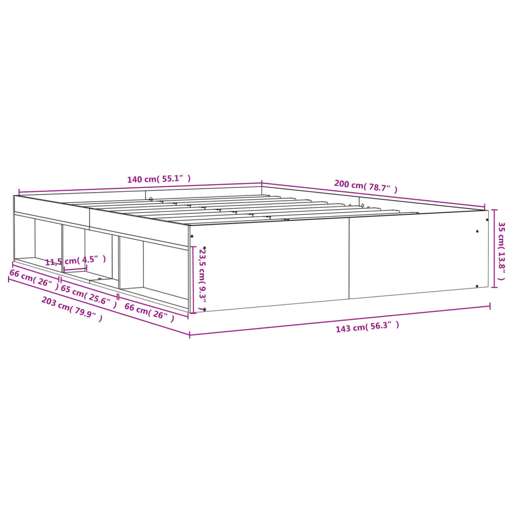 vidaXL Giroletto Rovere Fumo 140x200 cm