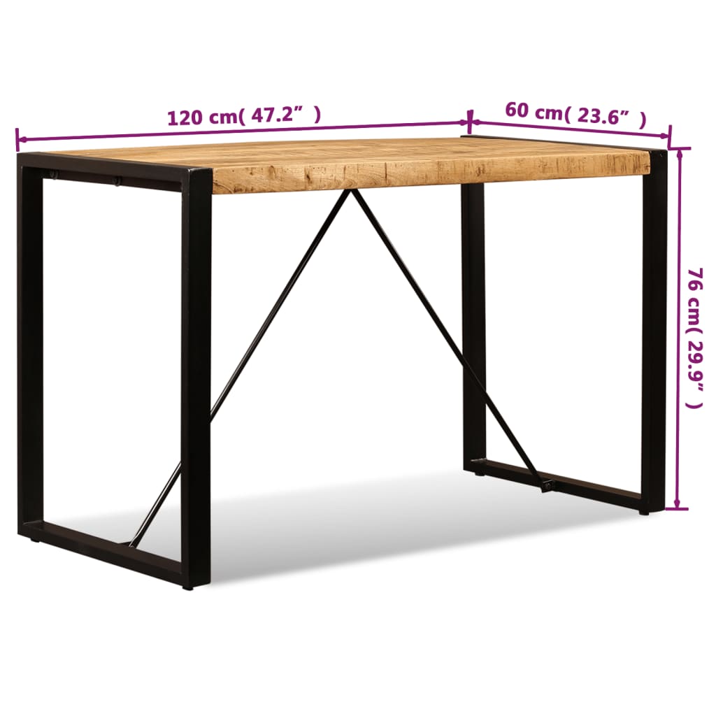 vidaXL Tavolo da Pranzo in Legno Massello di Mango Grezzo 120 cm