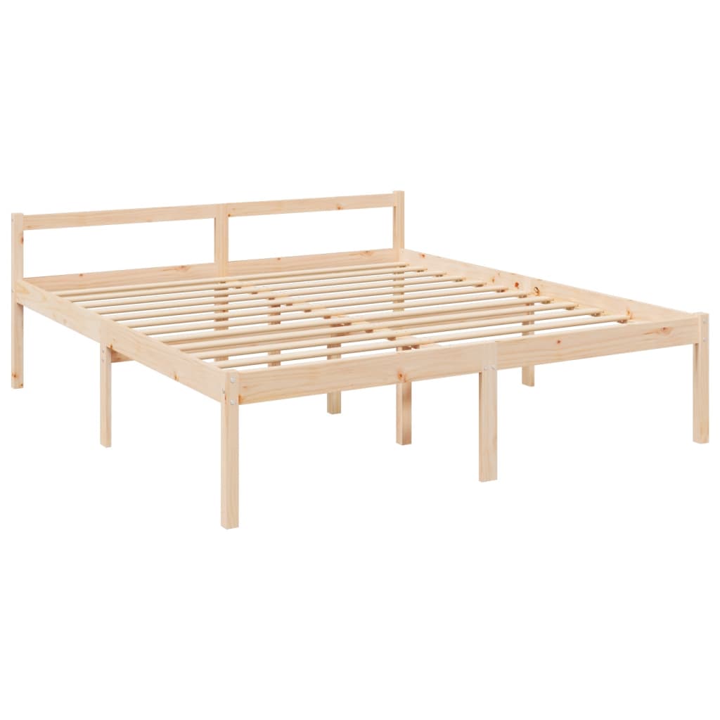 vidaXL Letto per Anziani con Testiera Bianco Super King Legno Massello