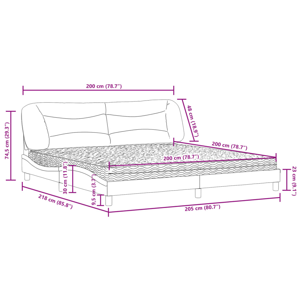 vidaXL Letto con Materasso Marrone Scuro 200x200 cm in Tessuto