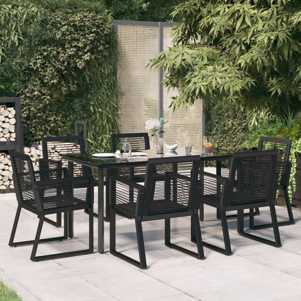 vidaXL Set da Pranzo da Giardino 7 pz Nero in Rattan PVC