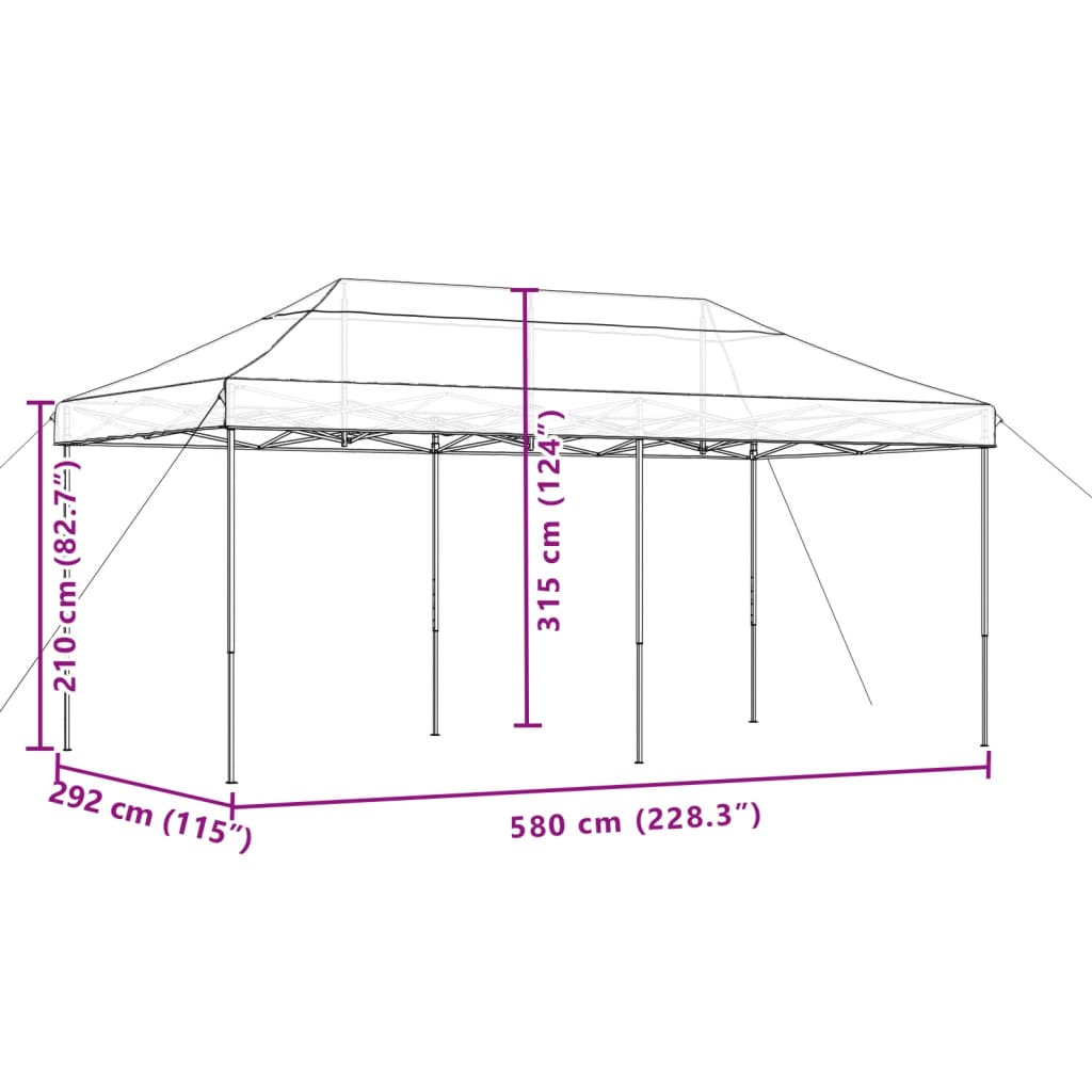 vidaXL Tenda da Festa Pieghevole Pop-Up Beige 580x292x315 cm