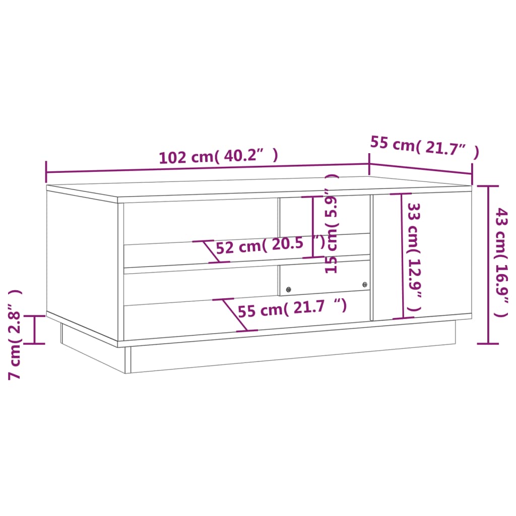 vidaXL Tavolino da Salotto Nero 102x55x43 cm in Truciolato