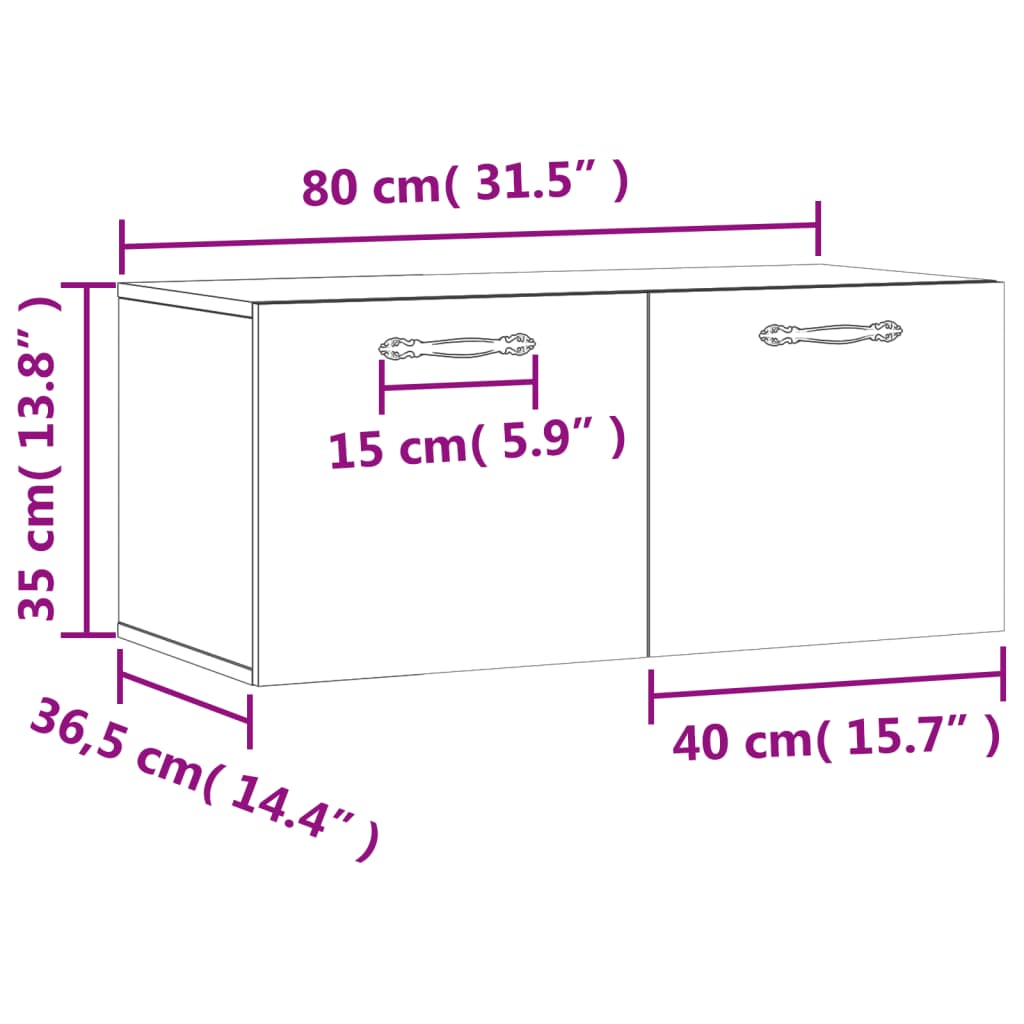 vidaXL Mobile a Parete Rovere Marrone 80x36,5x35 cm Legno Multistrato