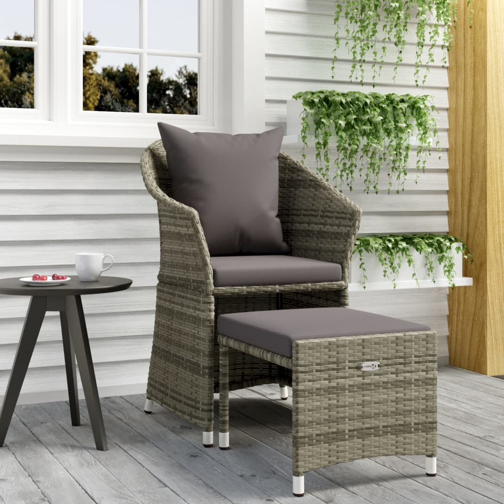 vidaXL Set di Divani da Giardino 2 pz con Cuscini in Polyrattan Grigio