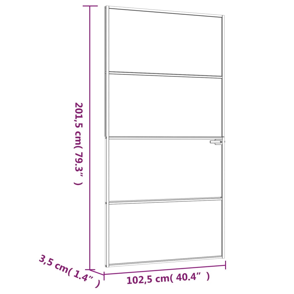 vidaXL Porta Interna Bianca 102x201,5cm Vetro Temperato Alluminio Slim