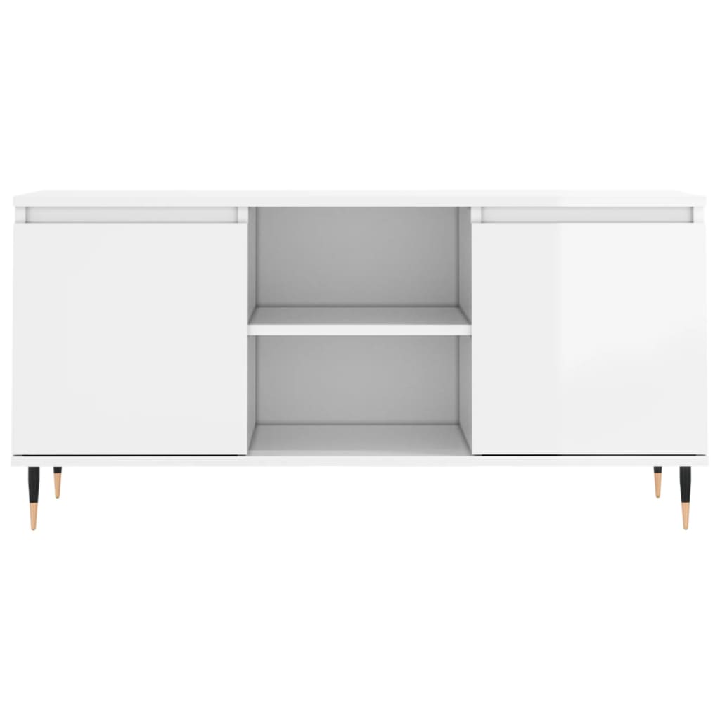 vidaXL Mobile Porta TV Bianco Lucido 104x35x50 cm in Legno Multistrato