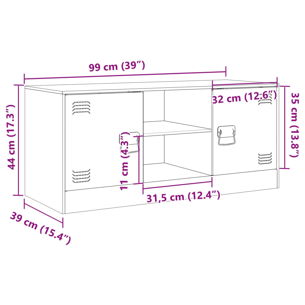 vidaXL Mobile Porta TV Bianco 99x39x44 cm in Acciaio