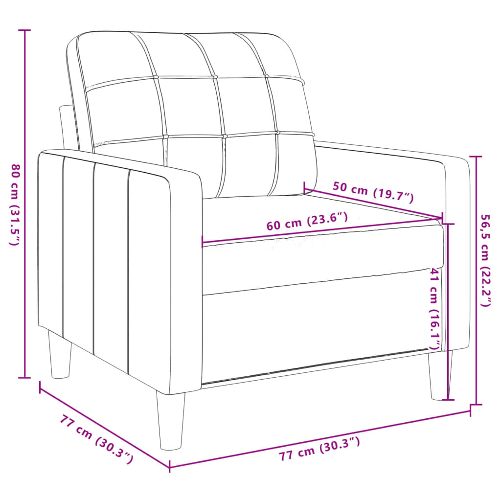 vidaXL Poltrona Blu 60 cm Velluto