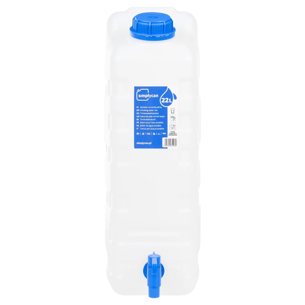 vidaXL Contenitore Acqua con Rubinetto Trasparente 20 L in Plastica