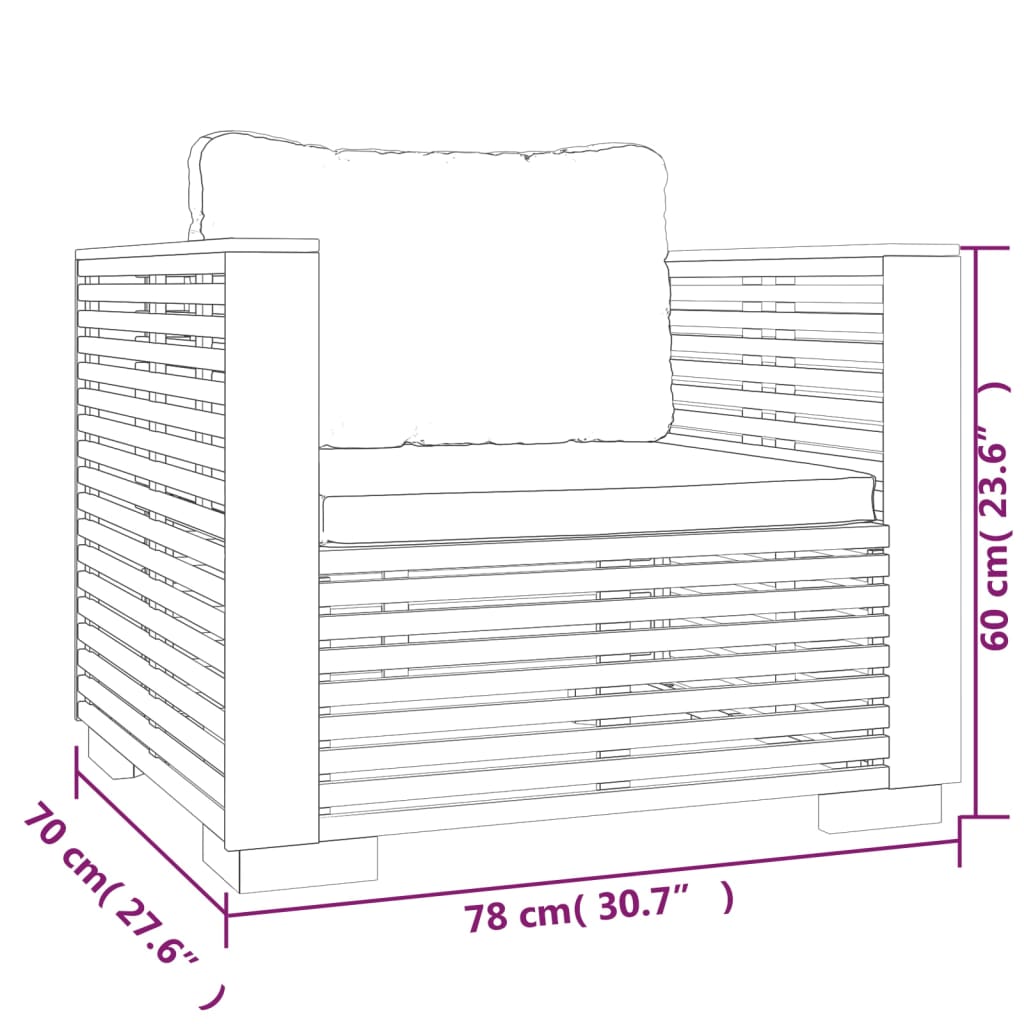 vidaXL Set Divani da Giardino 7 pz con Cuscini Legno Massello di Teak