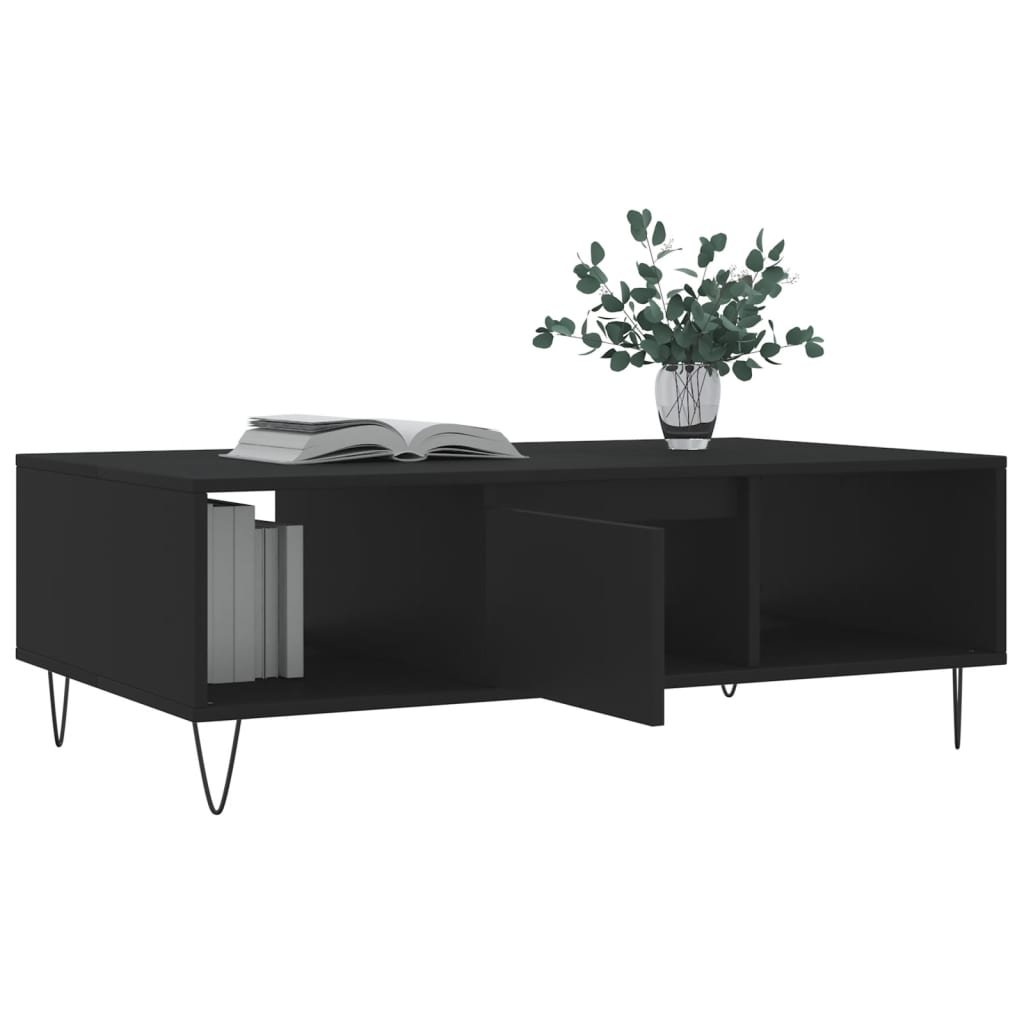 vidaXL Tavolino da Salotto Nero 104x60x35 cm in Legno Multistrato