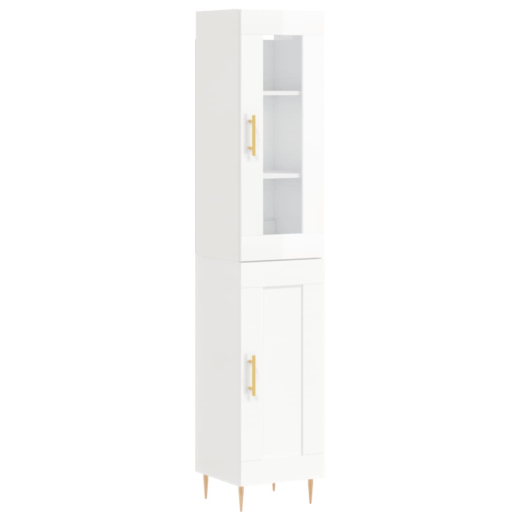 vidaXL Credenza 34,5x34x180 cm in Legno Multistrato Bianco Lucido