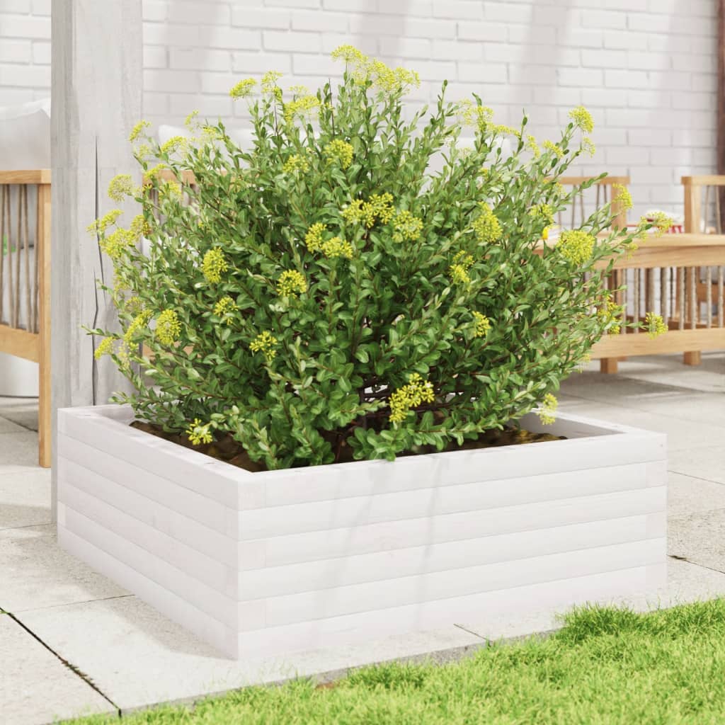 vidaXL Fioriera da Giardino Bianca 70x70x23 cm Legno Massello di Pino