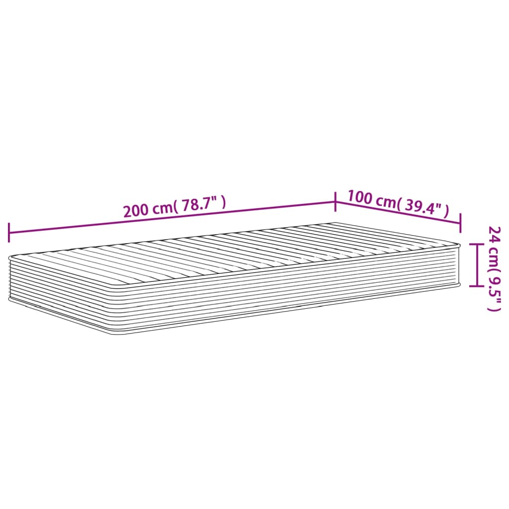 vidaXL Materasso in Schiuma Mediamente Morbido 100x200 cm