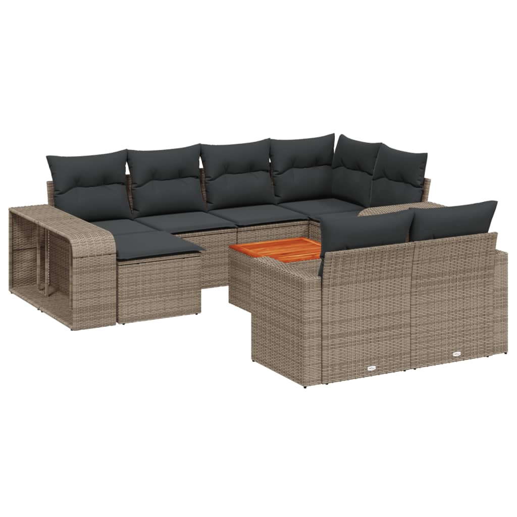 vidaXL Set Divani da Giardino 11 pz con Cuscini in Polyrattan Grigio