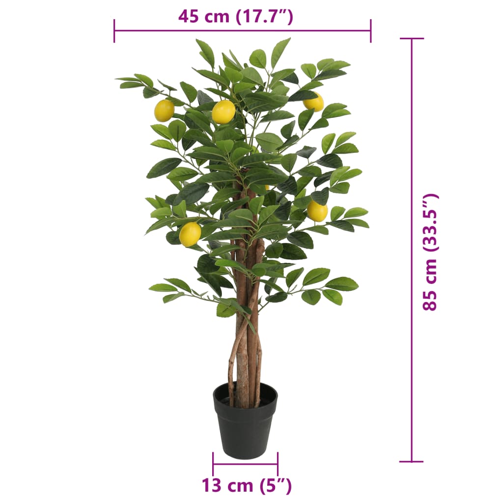 vidaXL Albero Limoni Artificiale con 3 Tronchi Verde 85 cm in PP