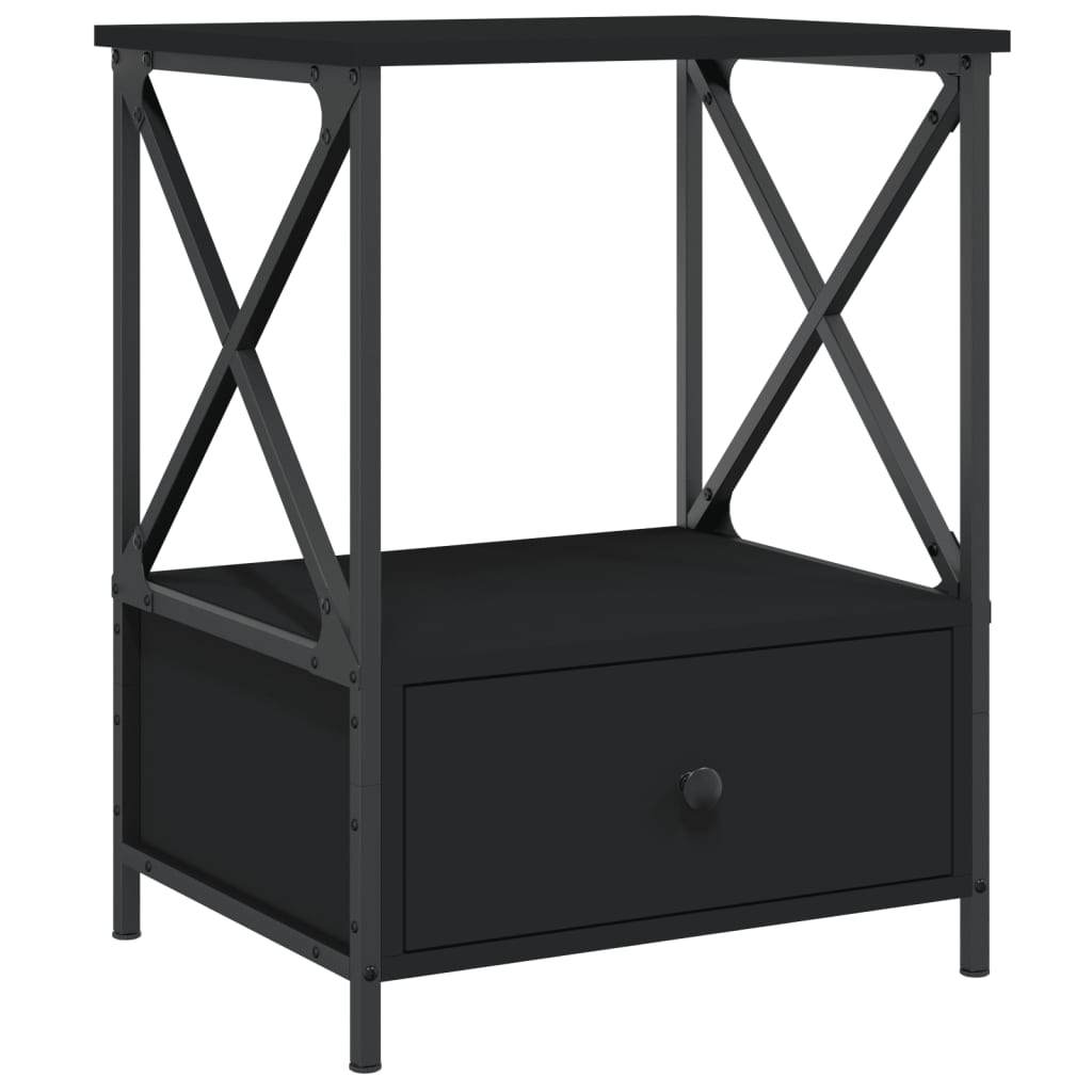 vidaXL Comodino Nero 50x41x65 cm in Legno Multistrato