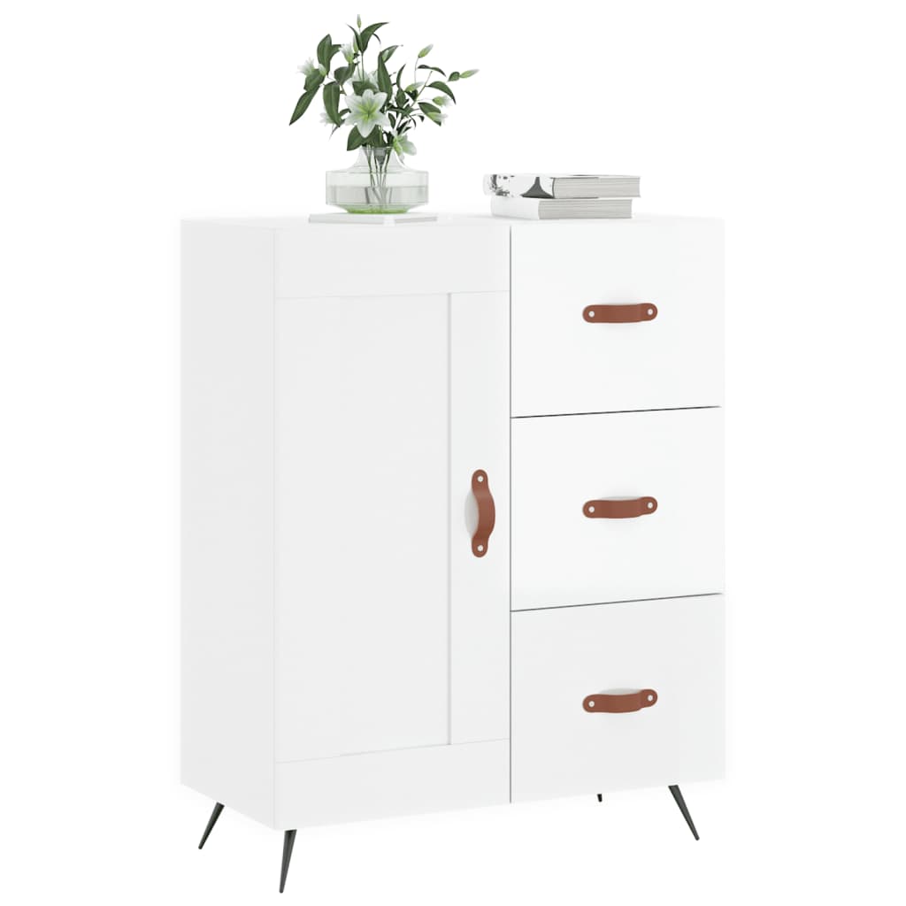 vidaXL Credenza 69,5x34x90 cm in Legno Multistrato Bianco Lucido