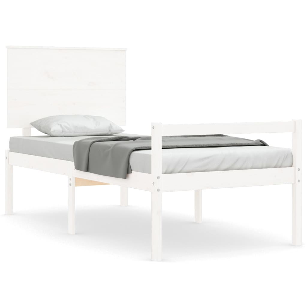 vidaXL Letto per Anziani Bianco Testiera Small Single Legno Massello