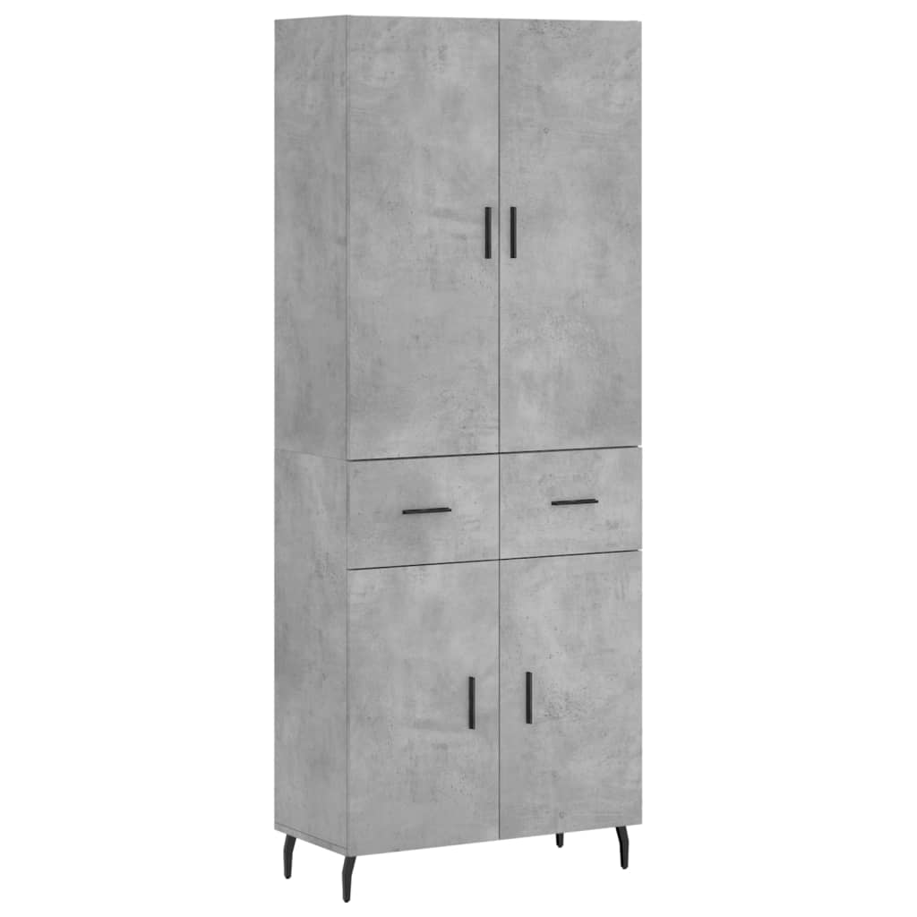 vidaXL Credenza Grigio Cemento 69,5x34x180 cm in Legno Multistrato