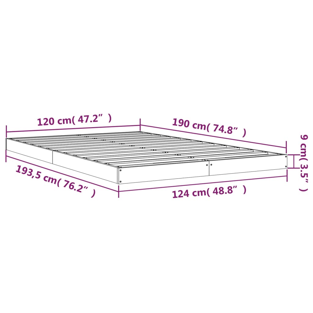 vidaXL Letto senza Materasso Bianco 120x190 cm Legno Massello di Pino