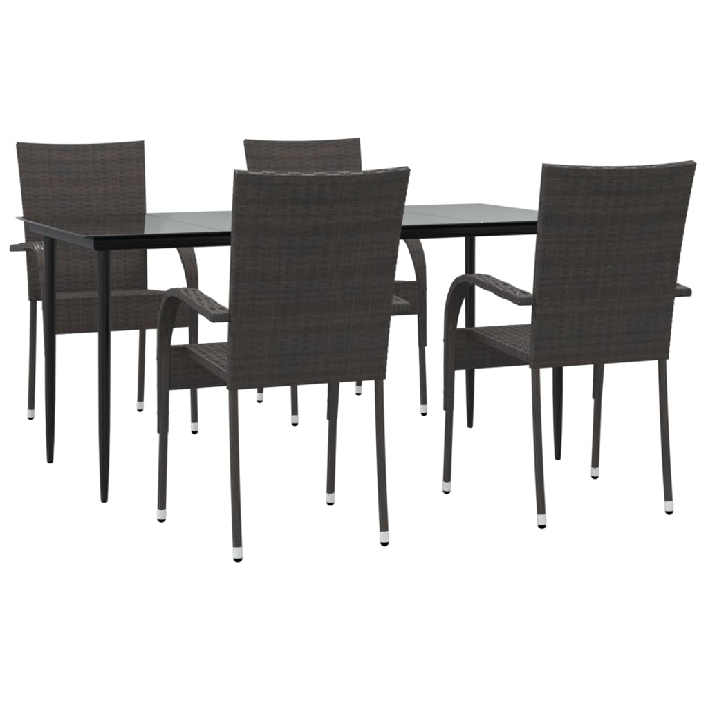 vidaXL Set da Pranzo da Giardino 5 pz Marrone in Polyrattan