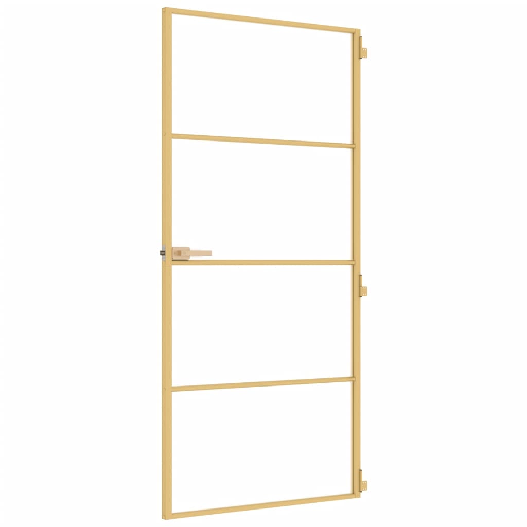 vidaXL Porta Interni Sottile Oro 93x201,5cm Vetro Temperato Alluminio