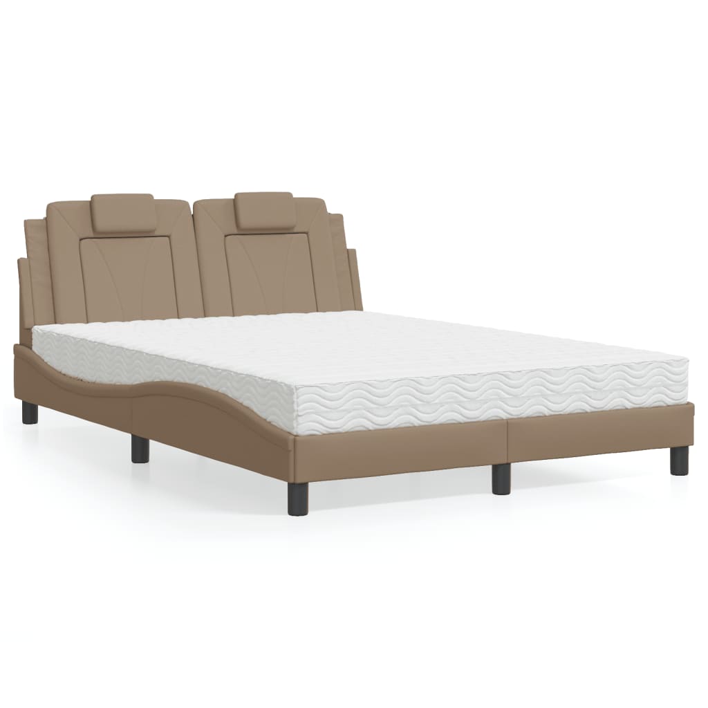 vidaXL Letto con Materasso Cappuccino 120x200cm Similpelle