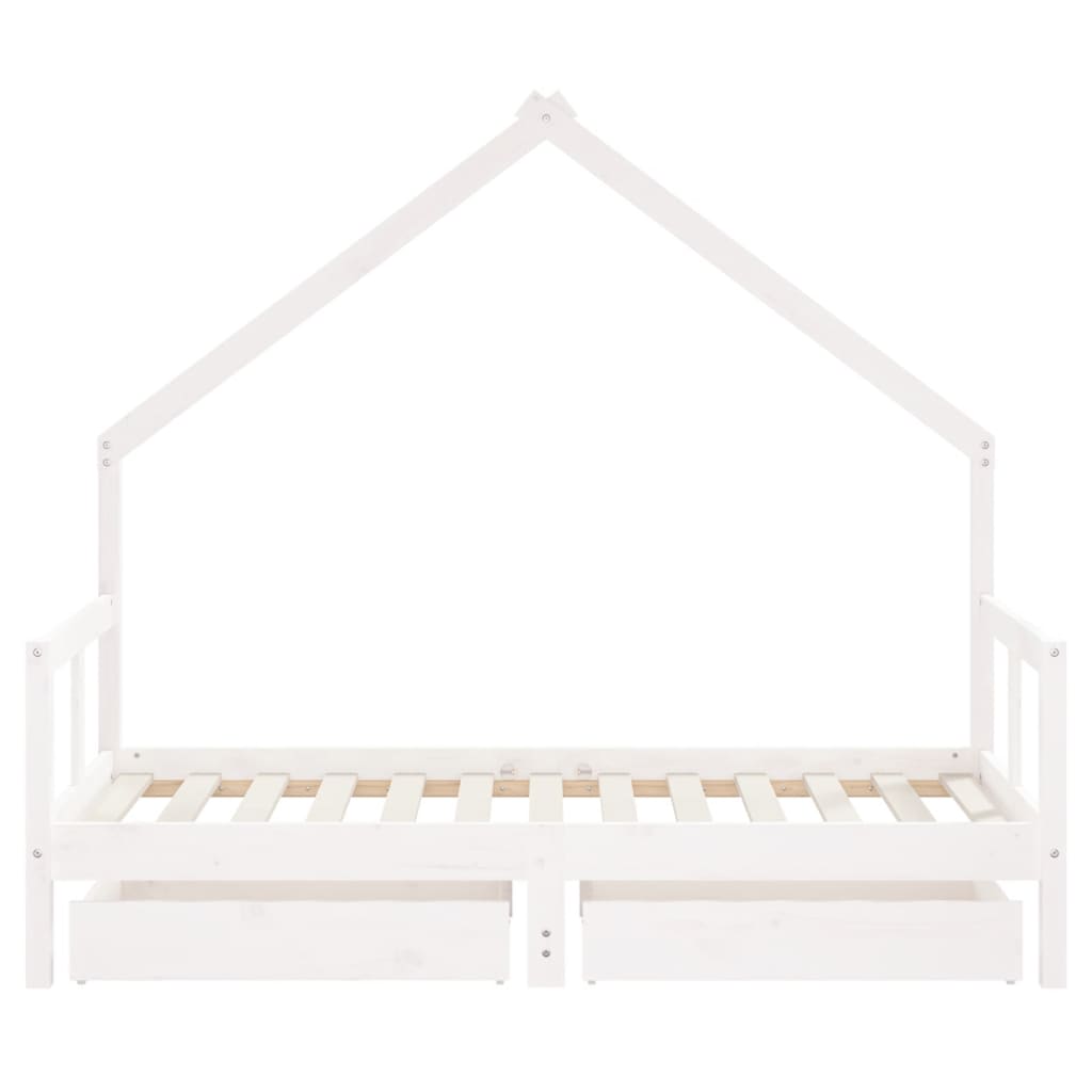 vidaXL Giroletto Bambini con Cassetti Bianco 80x160 cm Massello Pino