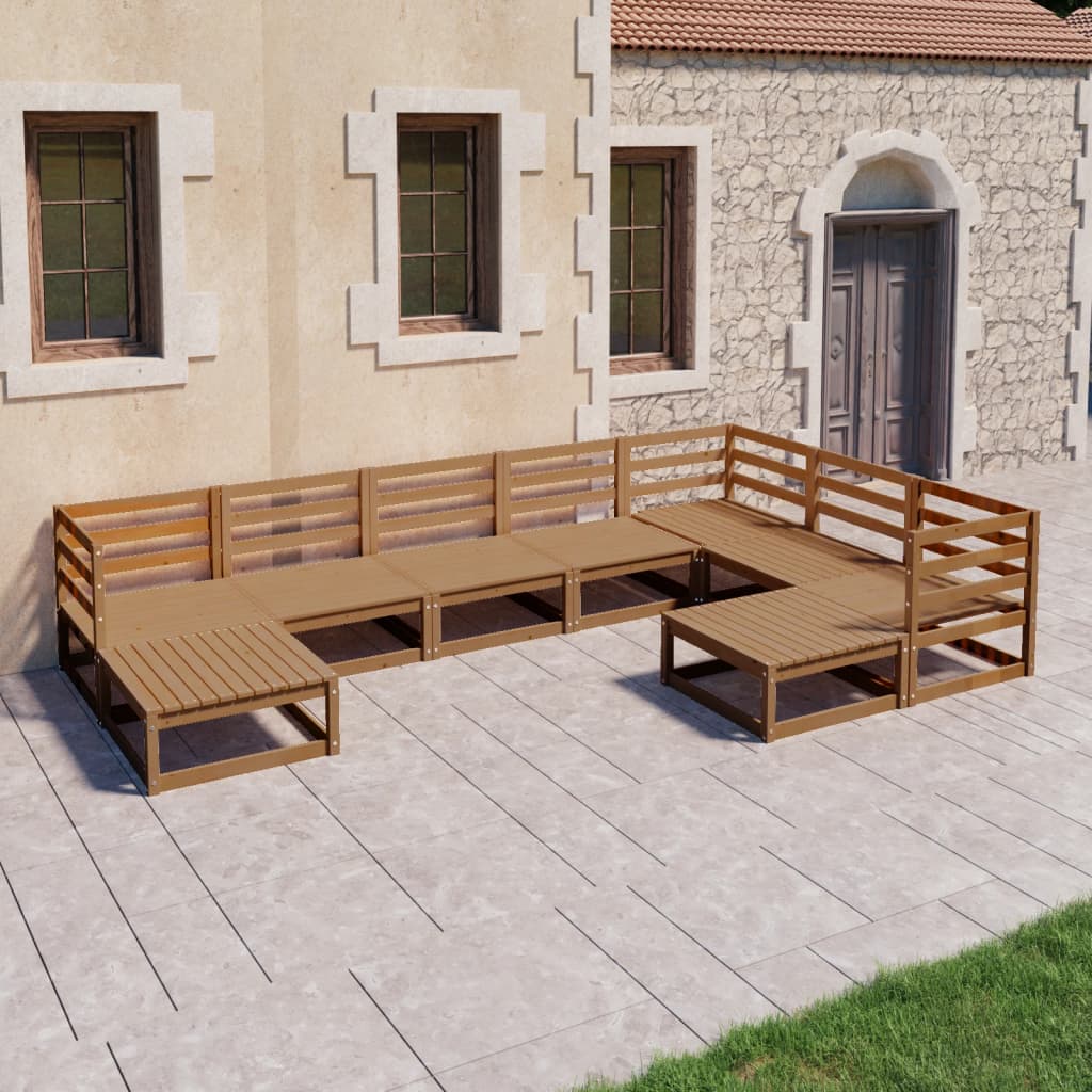 vidaXL Set Salotto da Giardino 9pz Marrone Ambra Legno Massello Pino