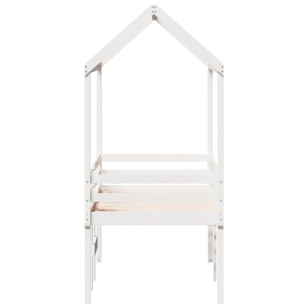 vidaXL Letto a Soppalco con Tetto Bianco 75x190 cm in Legno di Pino