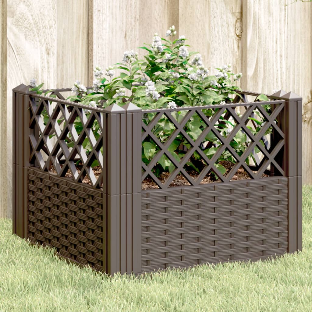 vidaXL Fioriera da Giardino con Picchetti Marrone 43,5x43,5x43,5 cm PP