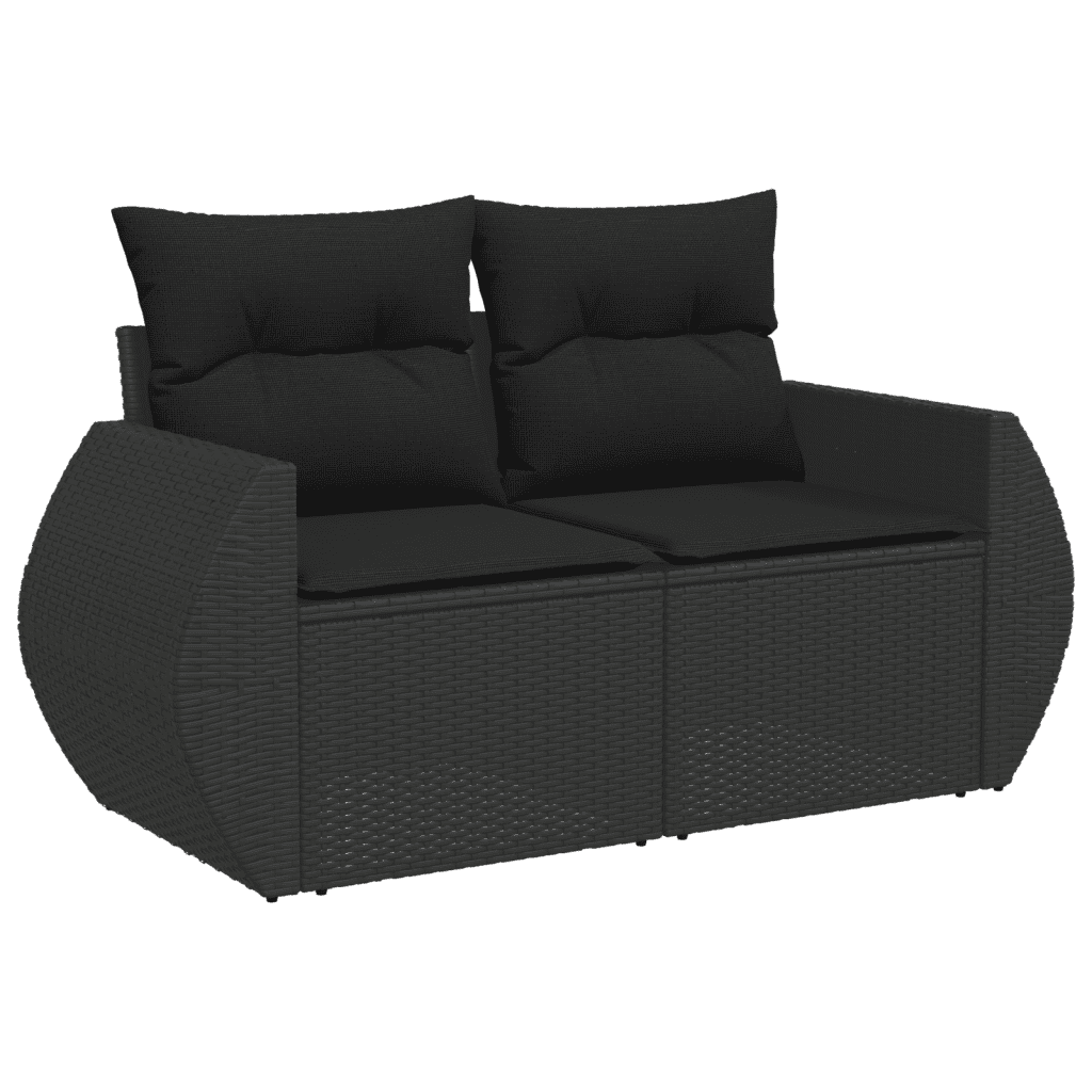 vidaXL Set Divani da Giardino con Cuscini 7pz Nero Polyrattan