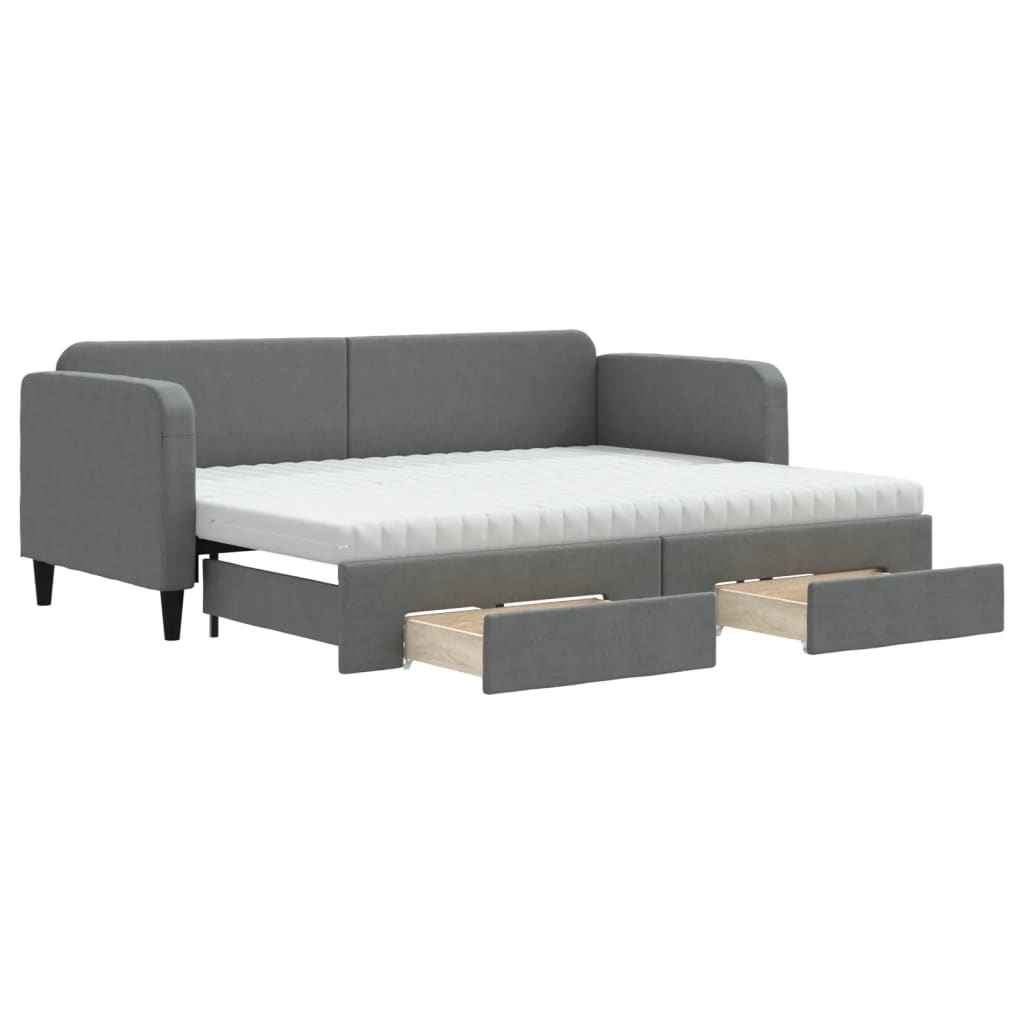 vidaXL Divano Letto Estraibile Cassetti Grigio Scuro 80x200cm Tessuto