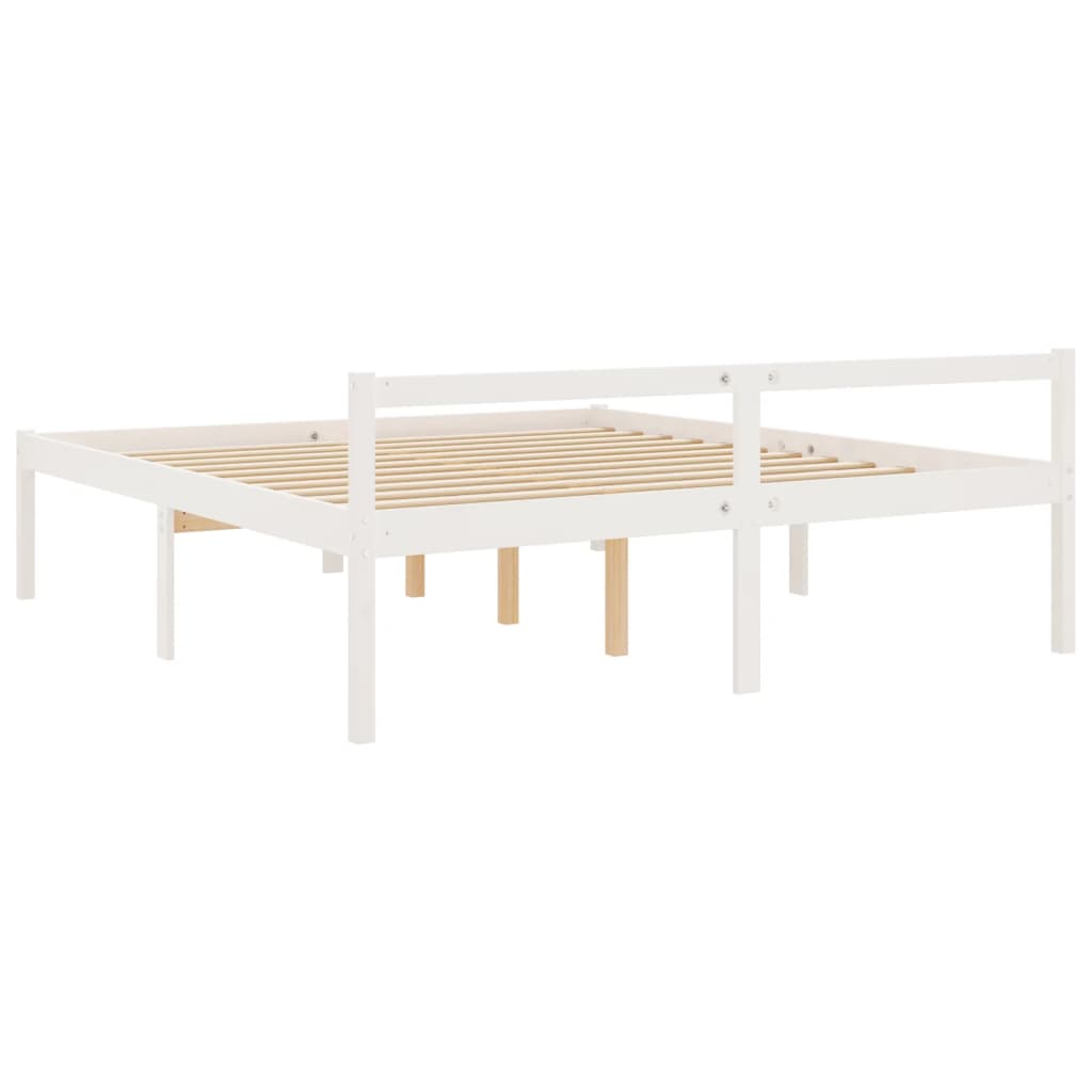 vidaXL Letto per Anziani Bianco 200x200 cm in Legno Massello di Pino