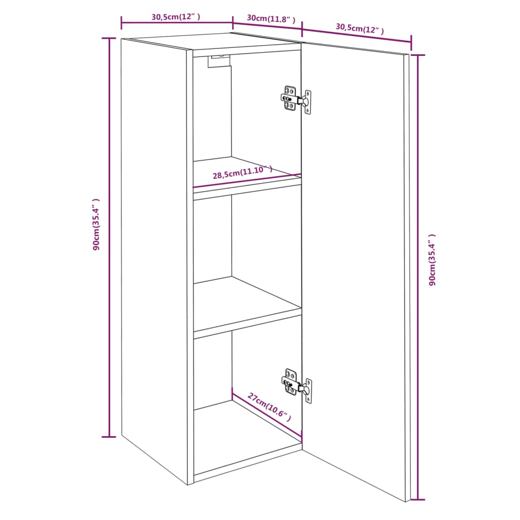 vidaXL Mobile TV Rovere Marrone 30,5x30x90 cm in Legno Multistrato