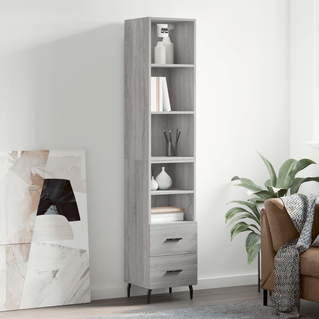 vidaXL Credenza Grigio Sonoma 34,5x34x180 cm in Legno Multistrato